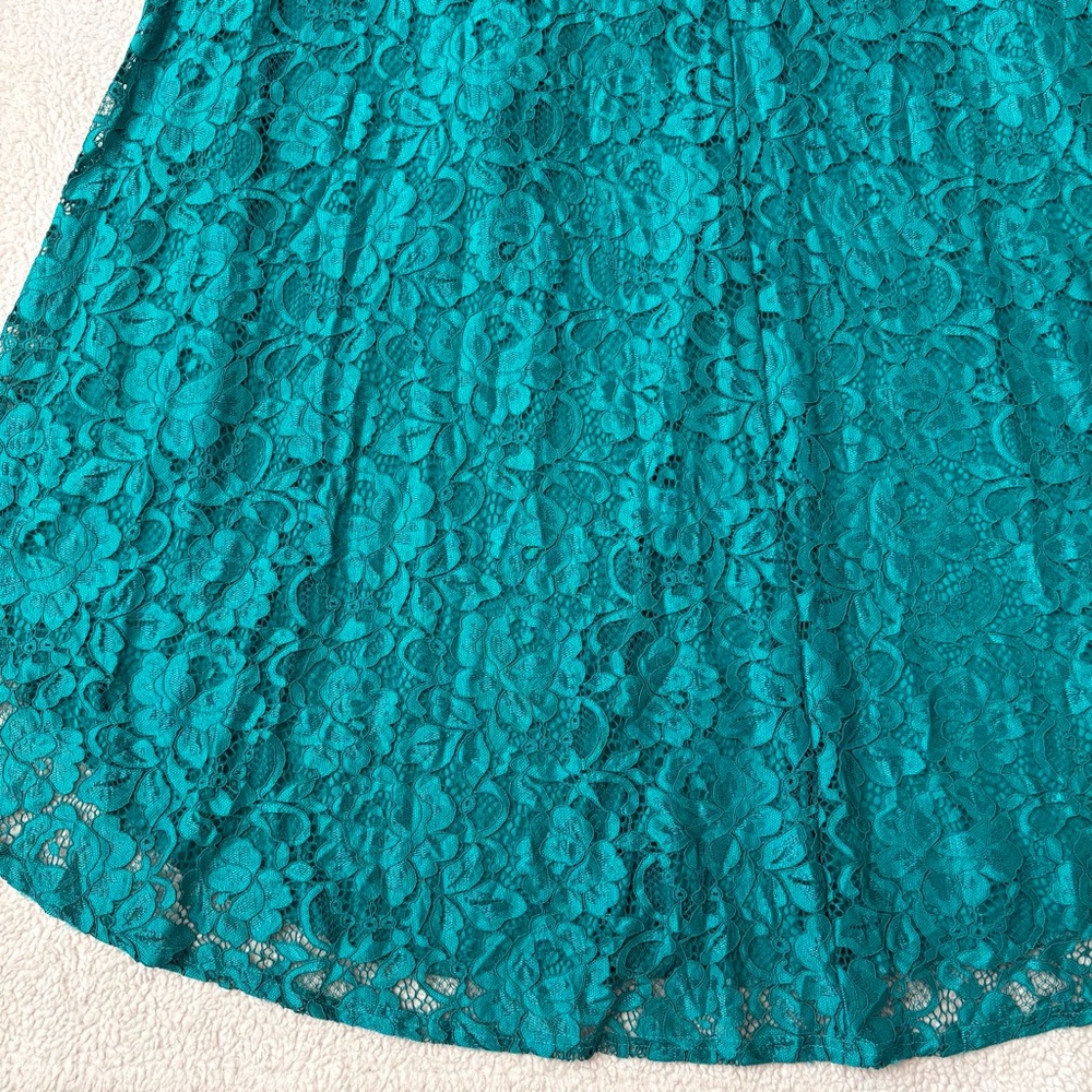 David’s Bridal High Low Dress Lace Jade Green Bridesmaid Prom Size 18 - Picture 14 of 16